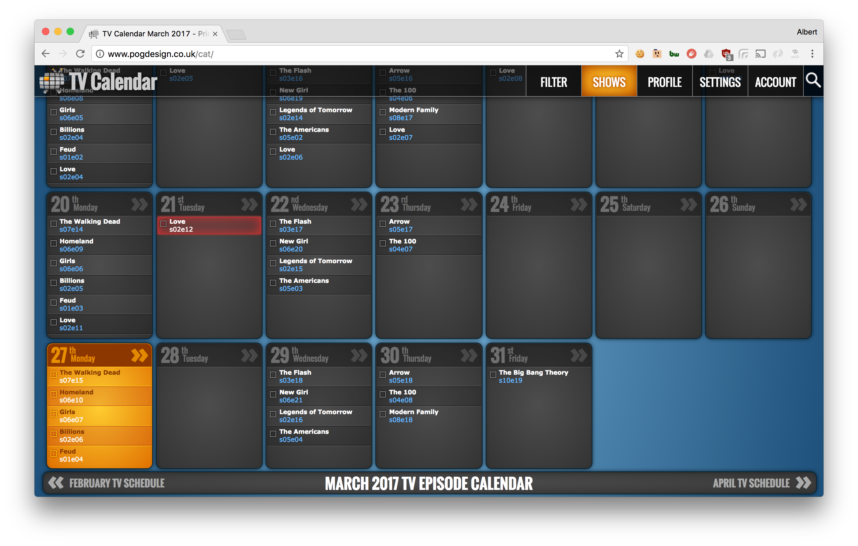 PogDesign TV Calendar